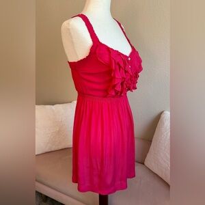 Abercrombie Fitch Short Dress Pink Ruffle Button Front Sleeveless Women’s Sz XS